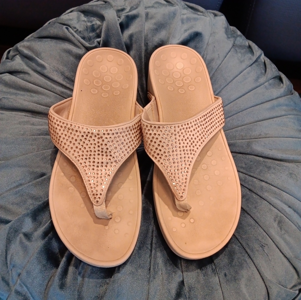 Vionic Elegant Tan Women's Sandals with Rhinestones